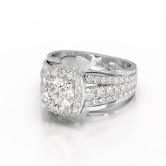 2.76 CT Cushion Cut Layered Lab Diamond Ring
