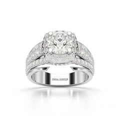 2.76 CT Cushion Cut Layered Lab Diamond Ring