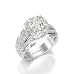 2.76 CT Cushion Cut Layered Lab Diamond Ring