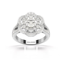 1.92 CT Round Cut Flower Shape Lab Diamond Ring