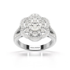 1.92 CT Round Cut Flower Shape Lab Diamond Ring