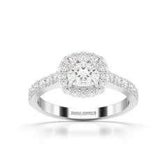 1.54 CT Cushion Cut Halo Lab Diamond Ring