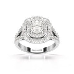 1.83 CT Cushion Cut Halo Lab Diamond Ring