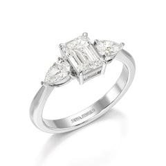 1.4 CT Three Stone Emerald/Pear Cut Lab Diamond Ring