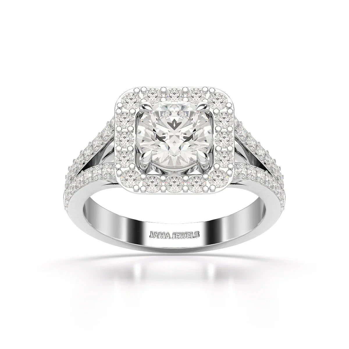 1.74 Round Cut Halo Lab Diamond Ring