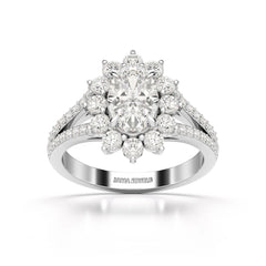 1.94 CT Oval Cut Halo Lab Diamond Ring