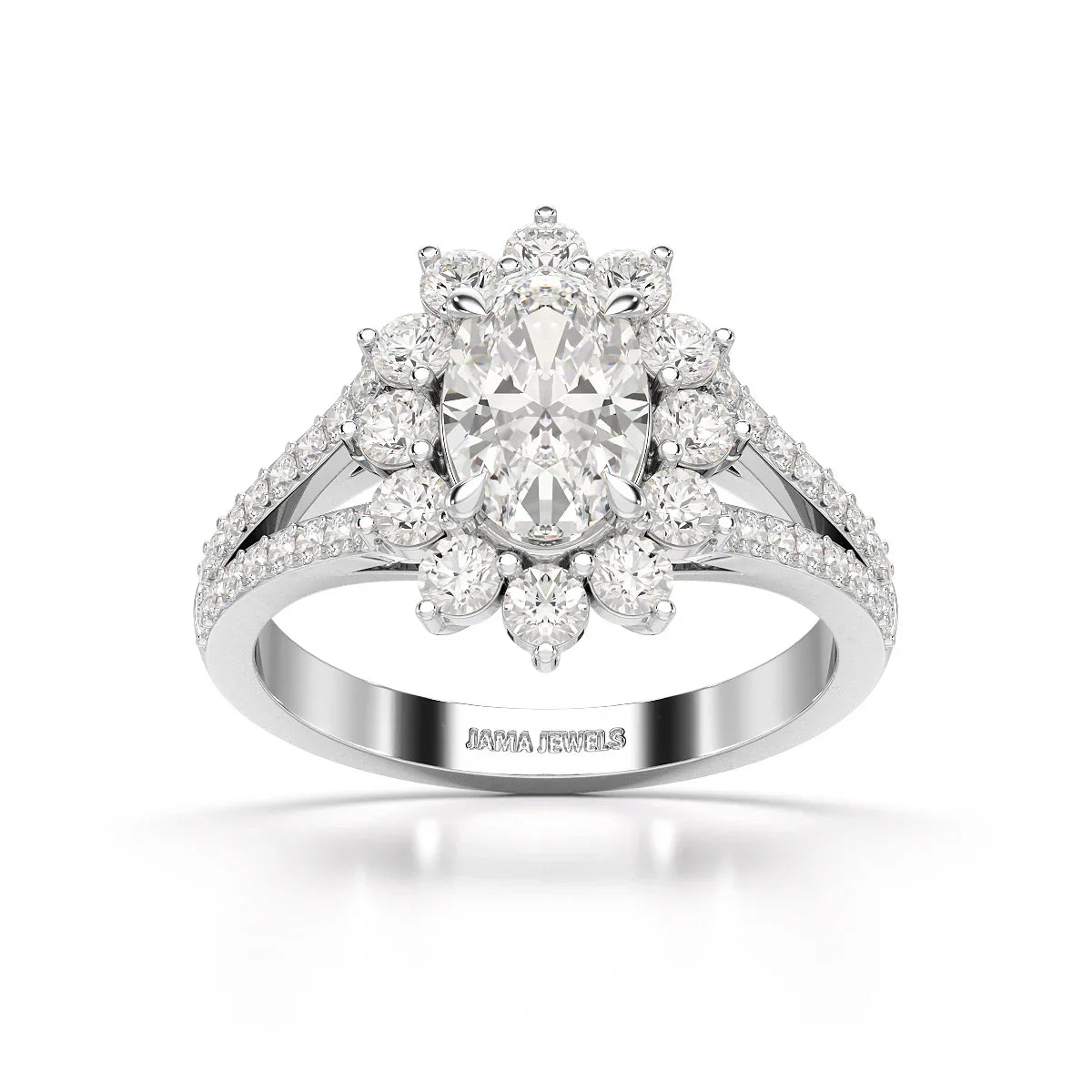 1.94 CT Oval Cut Halo Lab Diamond Ring