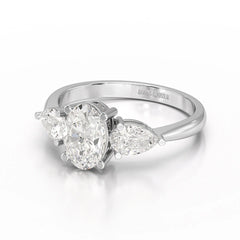 2.1 CT Oval Cut Three Stone Lab Diamond Ring