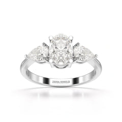 2.1 CT Oval Cut Three Stone Lab Diamond Ring