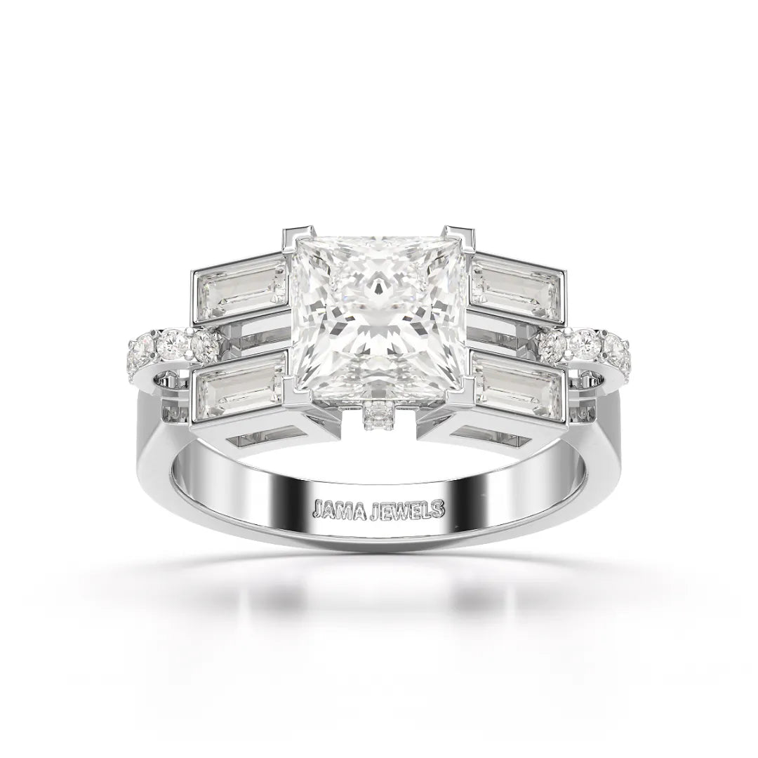 2.54 CT Princess Cut Lab Diamond Ring