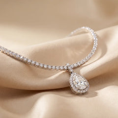 13.74 CT Pear & Round-Cut Diamond Teardrop Tennis Necklace