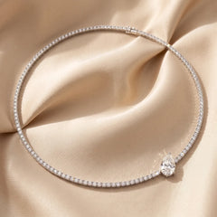 16.64 CT Pear & Round Diamond Tennis Necklace