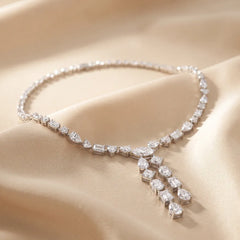 31.70 CT Multi-Shape Diamond Twin Drop Necklace