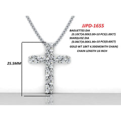 1.60 CT Baguette & Marquise Diamond Cross Pendant
