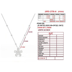 1.66 CT Round & Pear Diamond Flower Chain Necklace