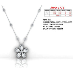 3.24 CT Pear Diamond Flower Pendant