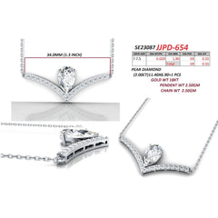2.55 CT Pear & Round Diamond V Necklace