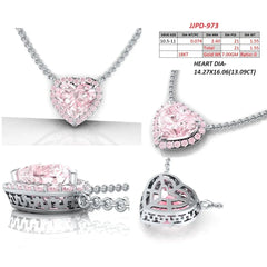 14.64 CT Heart & Round-Cut Halo Pendant
