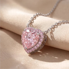 14.64 CT Heart & Round-Cut Halo Pendant