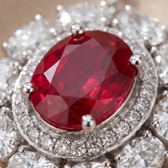 4.02 CT Oval & Round-Cut Ruby Halo Pendant