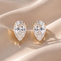 3 CT Pear Diamond Solitaire Stud Earrings