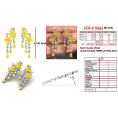 4.26 CT Pear Yellow Floral Diamond Cascading Chandelier Earrings