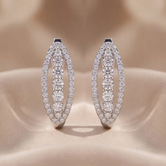 0.65 CT Diamond Graduated Pavé Oval Huggie Earrings