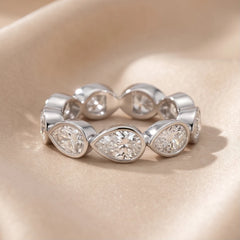 4.05 CT East-West Pear Bezel Diamond Full Eternity Ring