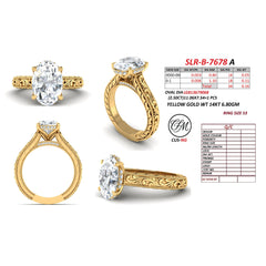 2.66 CT Oval Engraved Solitaire Ring,