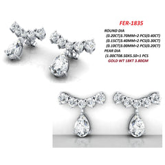 1.9 CT Pear Diamond Bar Drop Earrings
