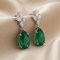22.8 CT Pear Emerald Drop Earrings