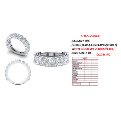 4.95 CT Radiant Cut Half Eternity Ring