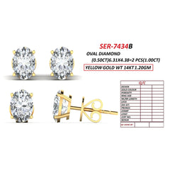 1 CT Oval Diamond Solitaire Stud Earrings