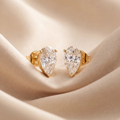 1 CT Pear Diamond Solitaire Stud Earrings