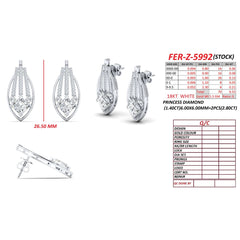 3.33 CT Princess-Cut Diamond Earrings