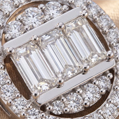 1.94 CT Baguette Diamond Oval Halo Stud Earrings