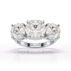 Round Lab Diamond Three Stone 6.07 CT Wedding Ring - Jama Jewels 