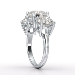 Round Lab Diamond Three Stone 6.07 CT Wedding Ring - Jama Jewels 