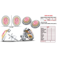 2.56 CT Oval Pink Double Halo Stud Earrings