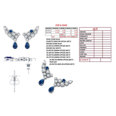 5.46 CT Sapphire & Diamond Cluster Drop Earrings with Pear Accents