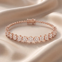 1.90 CT Diamond Floral Cluster Line Bracelet