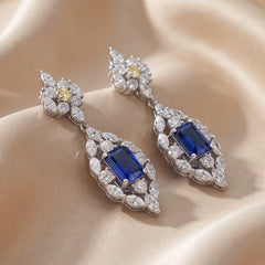Emerald Sapphire & Diamond Chandelier Drop Earrings