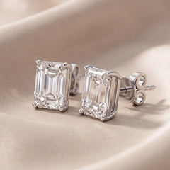 1 CT Emerald-cut Diamond Solitaire Stud Earrings