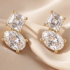 1.60 CT Oval & Asscher Stud Earrings