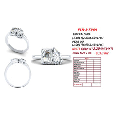2.63 CT Emerald & Pear Toi et Moi Ring