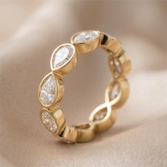 4.05 CT East-West Pear Bezel Diamond Full Eternity Ring