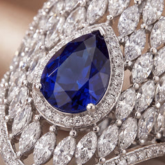 5.43 CT Pear Sapphire & Marquise Statement Cocktail Ring