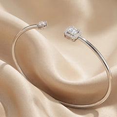 0.82 CT Round & Emerald-Cut Diamond Open Cuff Bracelet