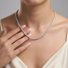 9.5 CT Round Cut Tennis Necklace