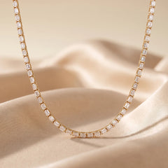 17.23 CT Emerald-Cut Tennis Necklace